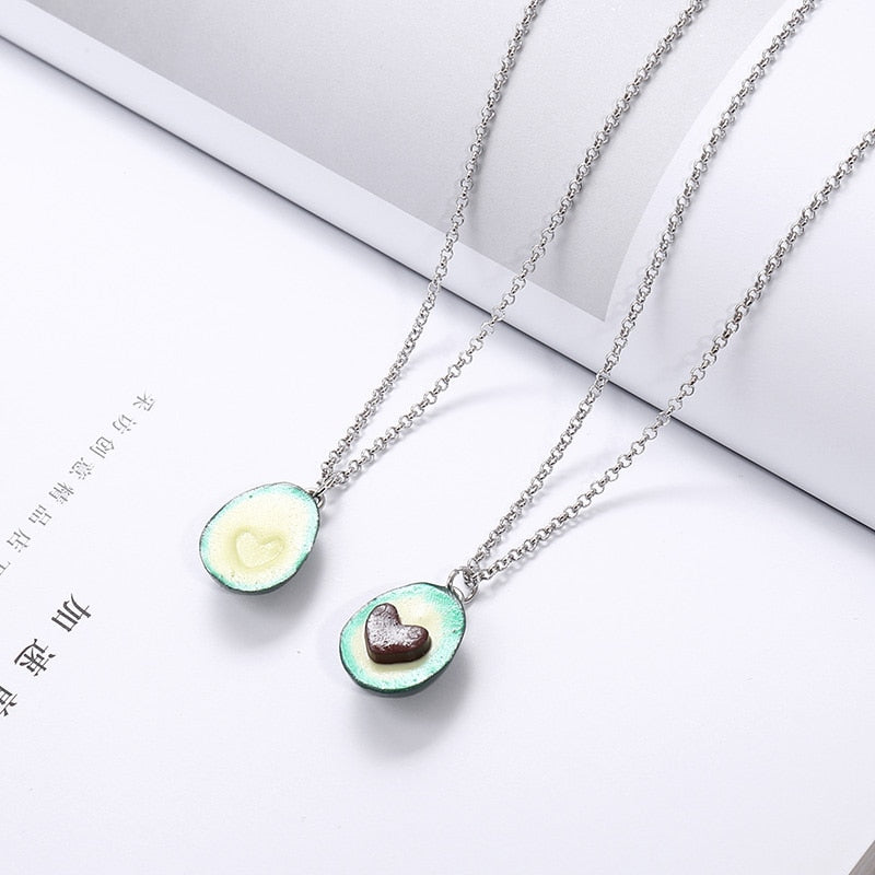 Avocado Heart Long Chain Necklaces