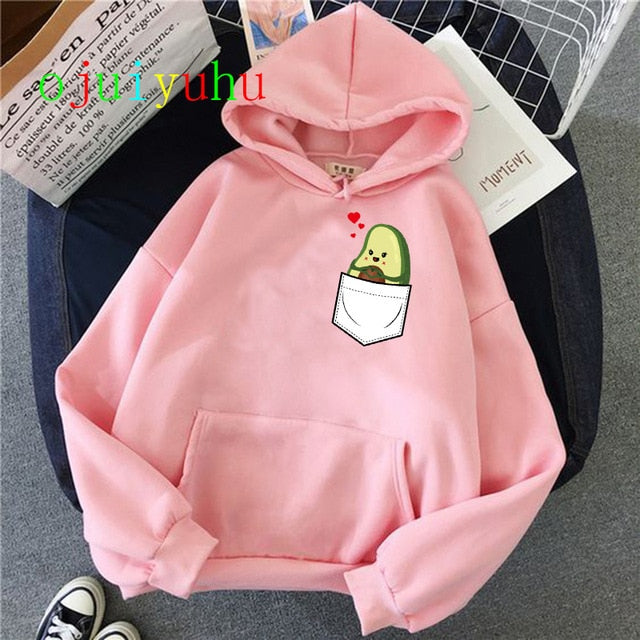 Avocado Kawaii Hoodies for Women