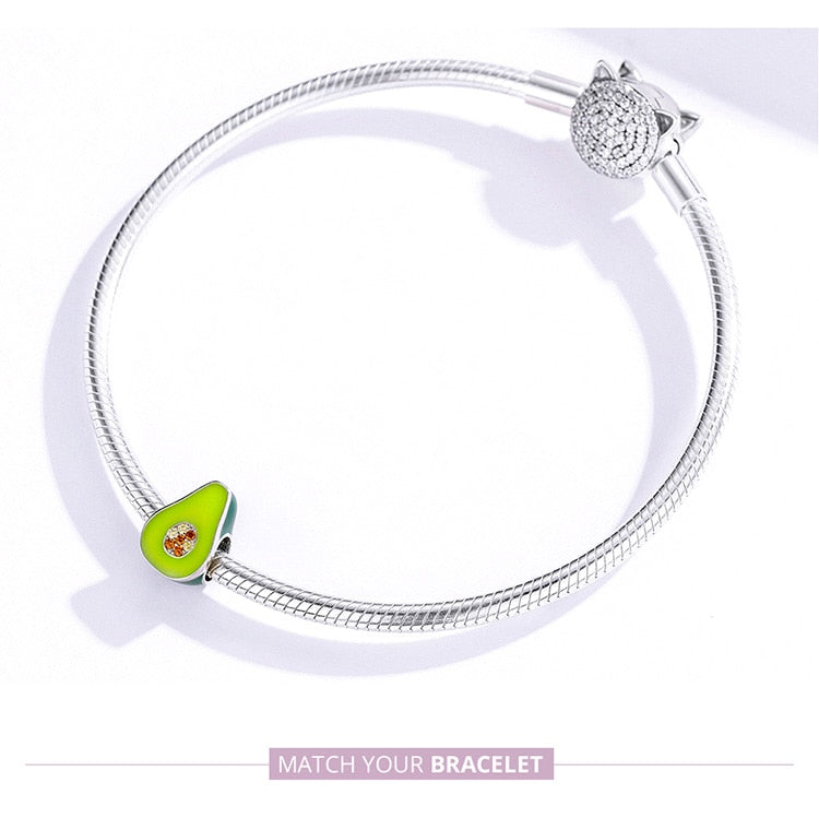 Sterling Silver Avocado Charm for 3mm Bracelet