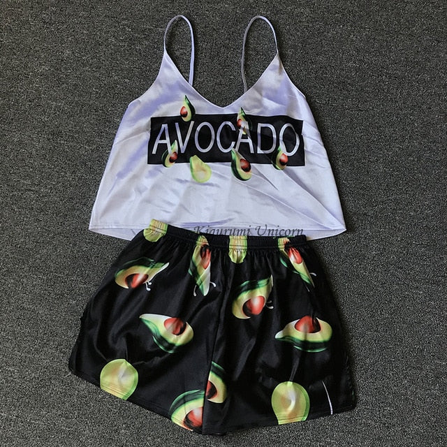 Avocado pajamas for woman Silk Sexy Pijamas
